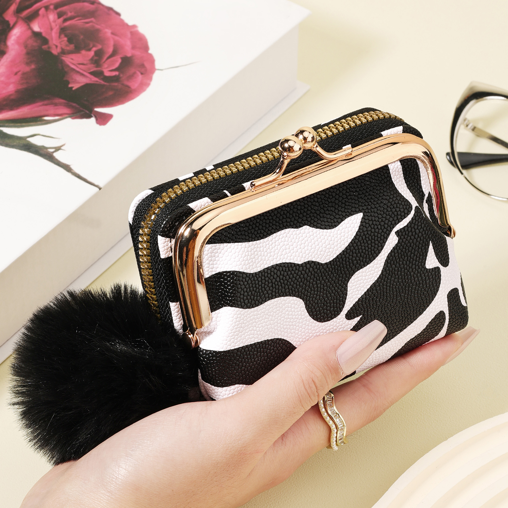 Zebra Tablet Accessories - Fashionable zebra print coin wallet with