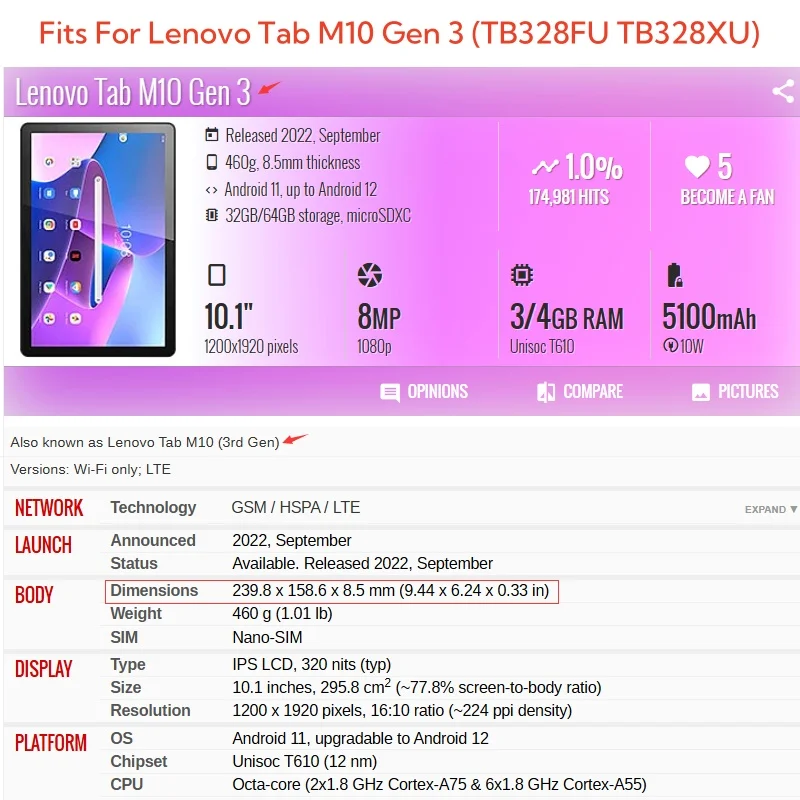 Capa For Lenovo Tab M10 3rd Ge - Tablet Accessories Case のレビューと価格